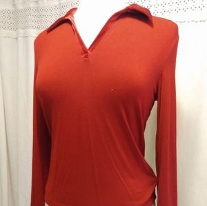 Lauren Ralph Lauren Petite P/S Red Long Sleeve Collared Preppy Comfy Dre…